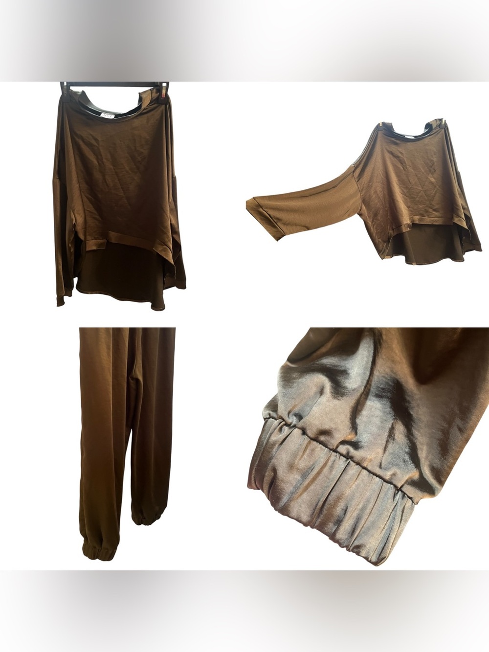 PLANET by Lauren G Poly Silk Lounge Jumpsuit Set (Pants and Blouse) - Picture 2 of 10